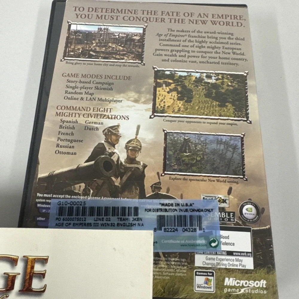 Age of Empires III (PC, 2005) 3-Disc Set Complete PC‎ CD-ROM (Windows XP)